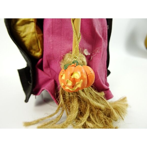 Halloween Vintage Witch Paper Mache Green Skin Tabletop Statue Figurine Big V - Picture 10 of 12